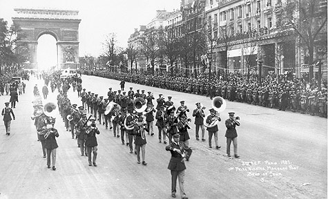 The American Legion Official Band (Monahan Post, Sioux City, Iowa) in Paris, France, 1927